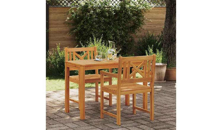Walplus 3 Piece Solid Wood Garden Dining Set - Brown - 110 x 55 x 74 cm