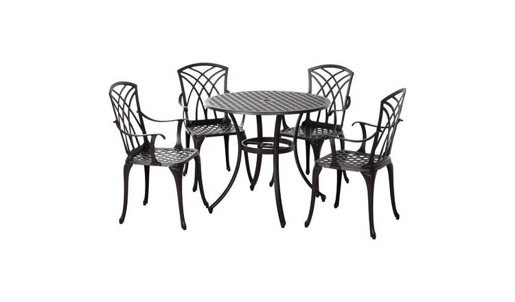 Outsunny Aluminium Garden Dining Set - Brown