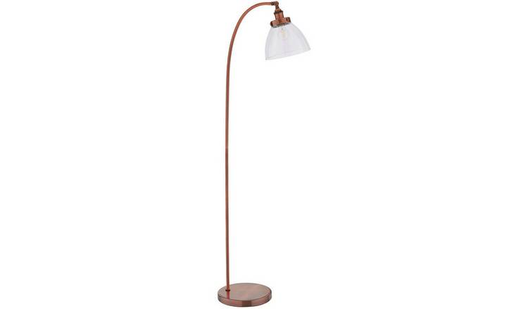 Loops Direct Steel and Glass Floor Lamp - Aged Copper