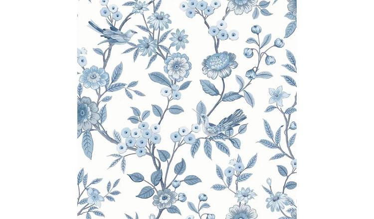 Fine Decor Eleanor Floral Wallpaper - Blue