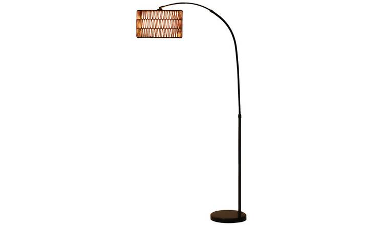 HOMCOM Adjustable Floor Lamp Metal Hemp Shade - Black