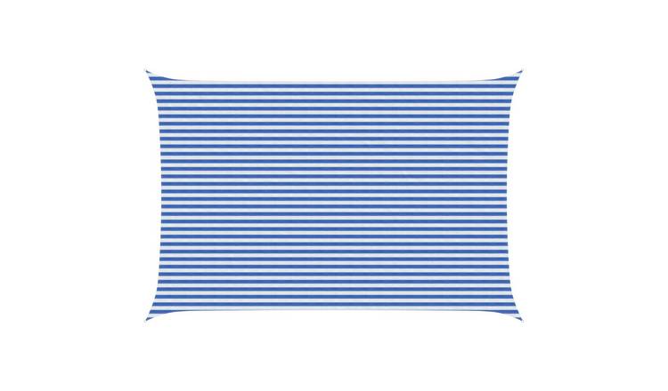 Walplus Rectangular HDPE Sun Shade Sail - Blue and White - 400 x 600 cm