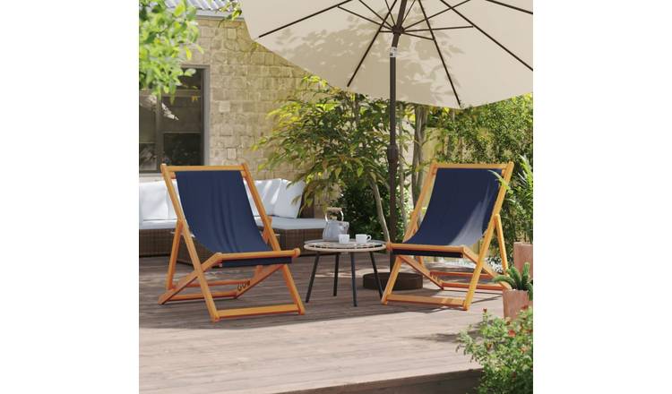 Walplus 2 Piece Fabric Folding Chairs - Blue