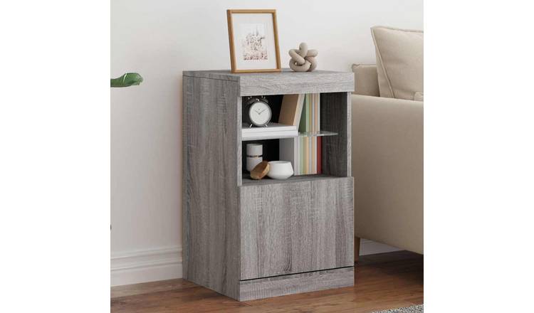 Walplus LED Engineered Wood Sideboard - Grey Sonoma - 41 x 37 x 67 cm