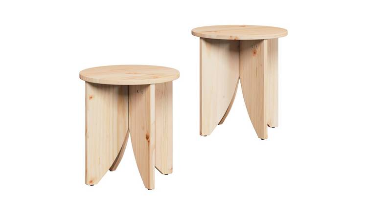 Walplus Pack of 2 Coffee Table - Natural - 41.5 x 41.5 x 44 cm