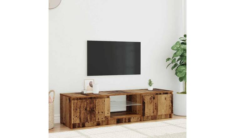 Walplus LED 2 Compartment TV Cabinet - Oak - 140 x 40 x 36 cm