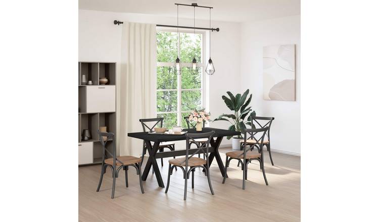 Walplus Rectangular Dining Table - Black - 160 x 90.5 x 75 cm