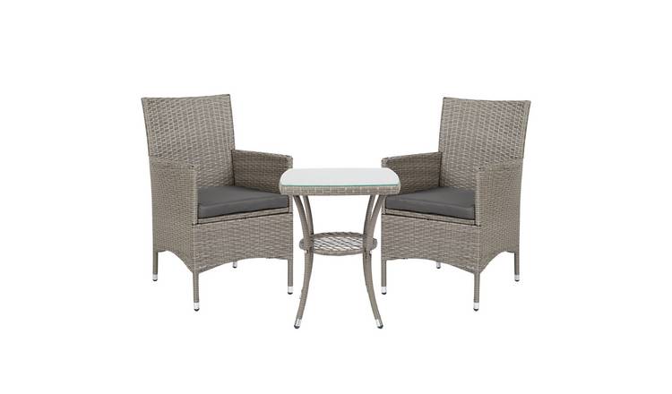 Outsunny Rattan Seat Bistro Set with Cushions - Grey