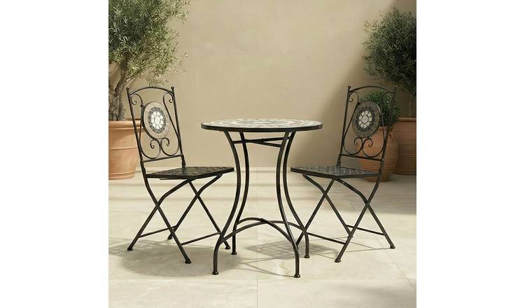 Charles Bentley Mosaic 2 Seater Metal Bistro Set - Black