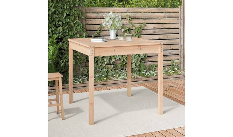 Walplus Solid Pine Wood Garden Table - Brown - 82.5 x 82.5 x 76 cm