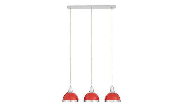 Orsina Jasper 3 Light Metal Pendant Light - Red and Chrome