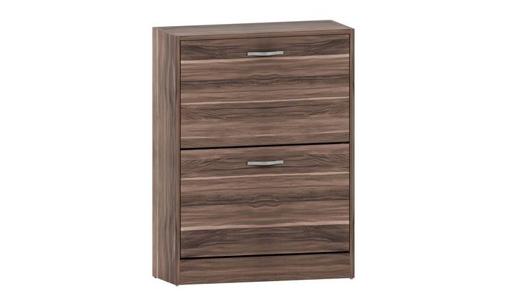 Vida Designs 2 Drawer Shoe Cabinet - Walnut