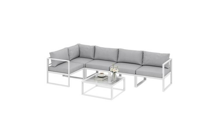 Outsunny 5 Seater Aluminium Garden Furniture Set - Light Grey