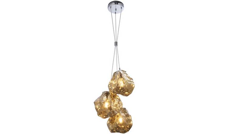 Loops Direct Steel and Glass 3 Light Pendant - Metallic Bronze