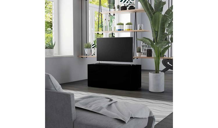 Walplus 1 Compartment Engineered Wood TV Cabinet - Black - 80 x 34 x 36 cm