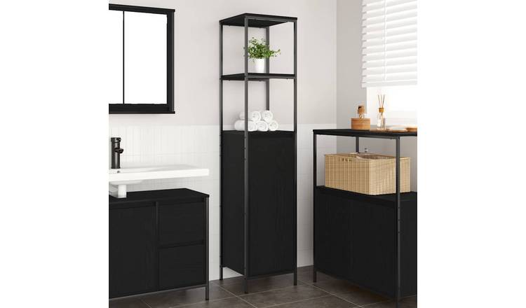 Walplus Bathroom Cabinet with Shelves - Black Oak - 36 x 35 x 165 cm