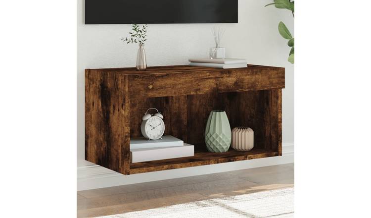 Walplus LED Engineered Wood TV Cabinet - Dark Oak - 60 x 30 x 30 cm