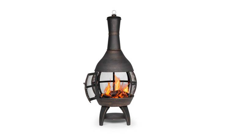 Dellonda Deluxe Outdoor Fire Pit & Chiminea - Antique Bronze