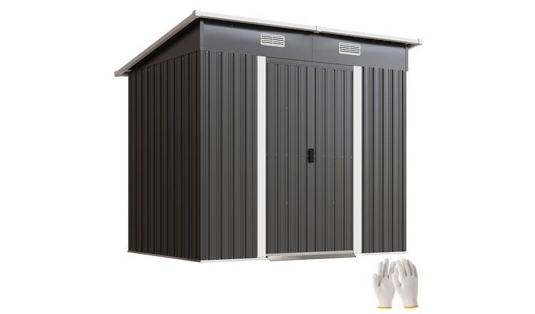 Outsunny Metal Garden Shed with Foundation Kit - Black