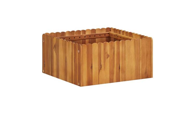Walplus Acacia Wood Raised Garden Bed - Natural Wood Colour - 50 x 50 x 25 cm
