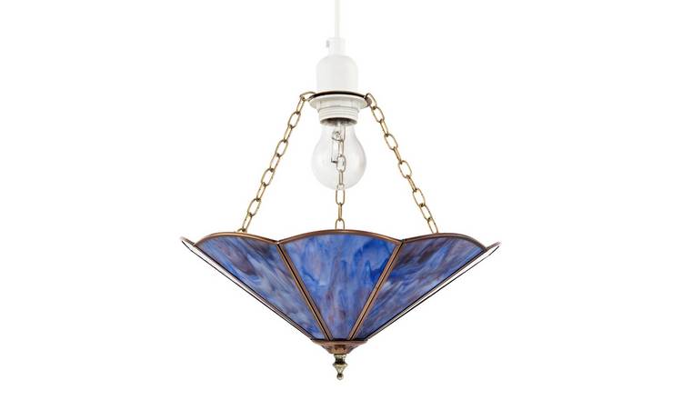 Happy Homewares Purple Coloured Tiffany Glass Easy Fit Pendant Shade - 36cm