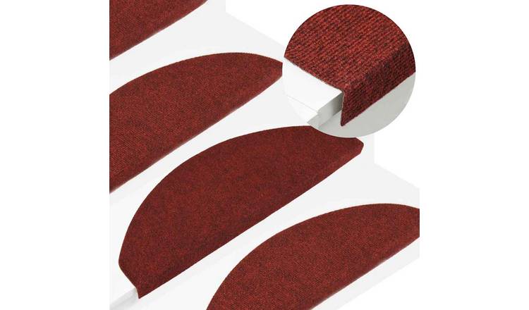 Walplus Pack of 15 Self-Adhesive Needle-Punched Stair Mats - Red - 65 x 22.5 cm