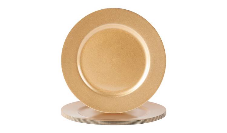 Argon Tableware Metallic Charger Plates - Gold - Set of 6