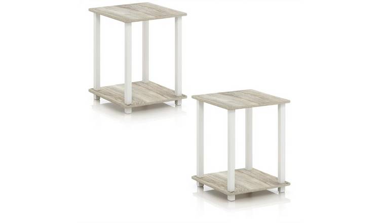Walplus End Table - Sonoma Oak/White - 39.6 x 39.6 x 49.8 cm - Pack of 2