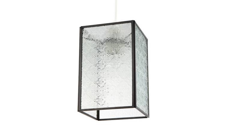 Happy Homewares Vintage Bronze with Clear Moroccan Glass Pendant Shade - 13cm