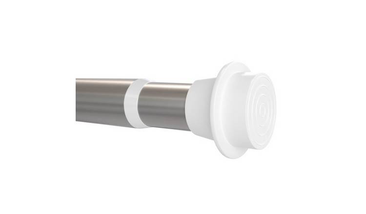 New Edge Blinds 19-22mm Extendable No Drill Silver Curtain Pole - 150cm - 200cm