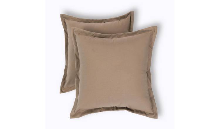 Homescapes Pack of 2 Plain Outdoor Cushions - Dark Beige