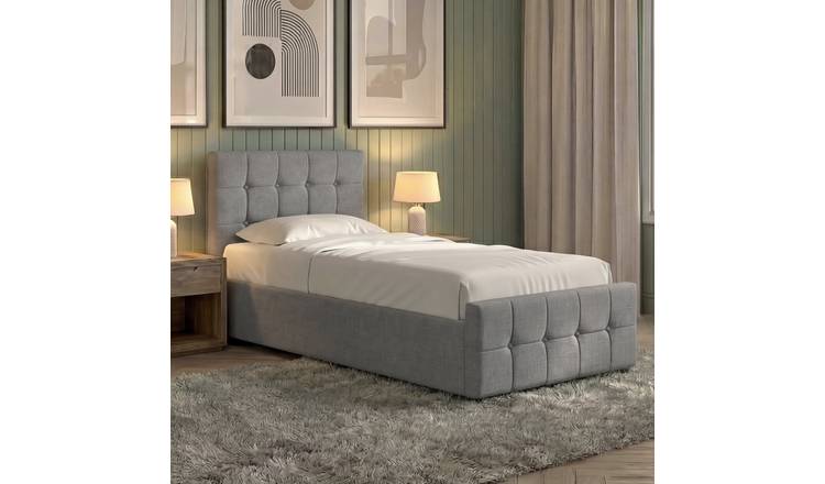 Vida Designs Valentina Single Linen Ottoman Bed - Light Grey