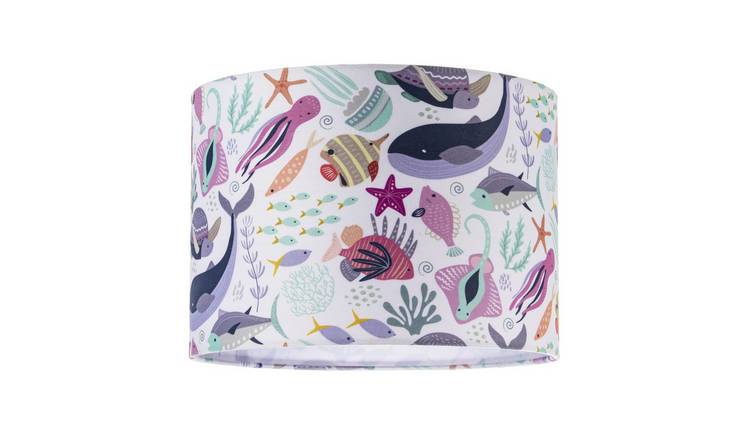Happy Homewares Multicoloured Underwater Fabric with Whales Lampshade - 25cm