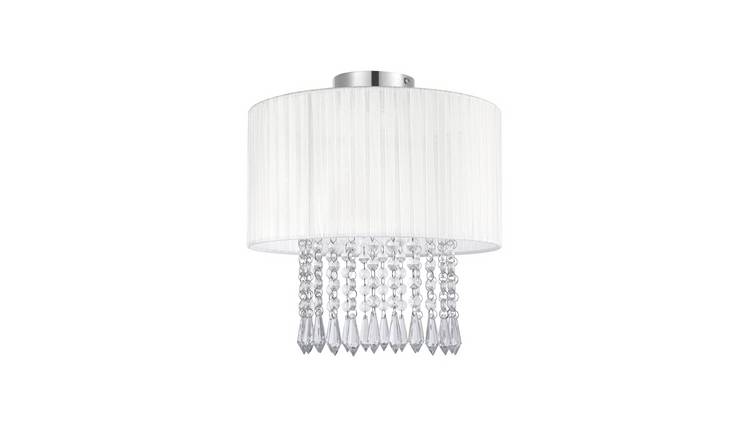 Cosylyte Winni Modern Beaded Voile Cream Shade Ceiling Light - Chrome