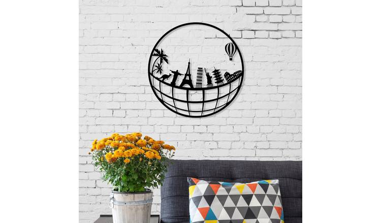 Decortie Metal Wall Art Collection Metal Hanging Wall Decoration - Black