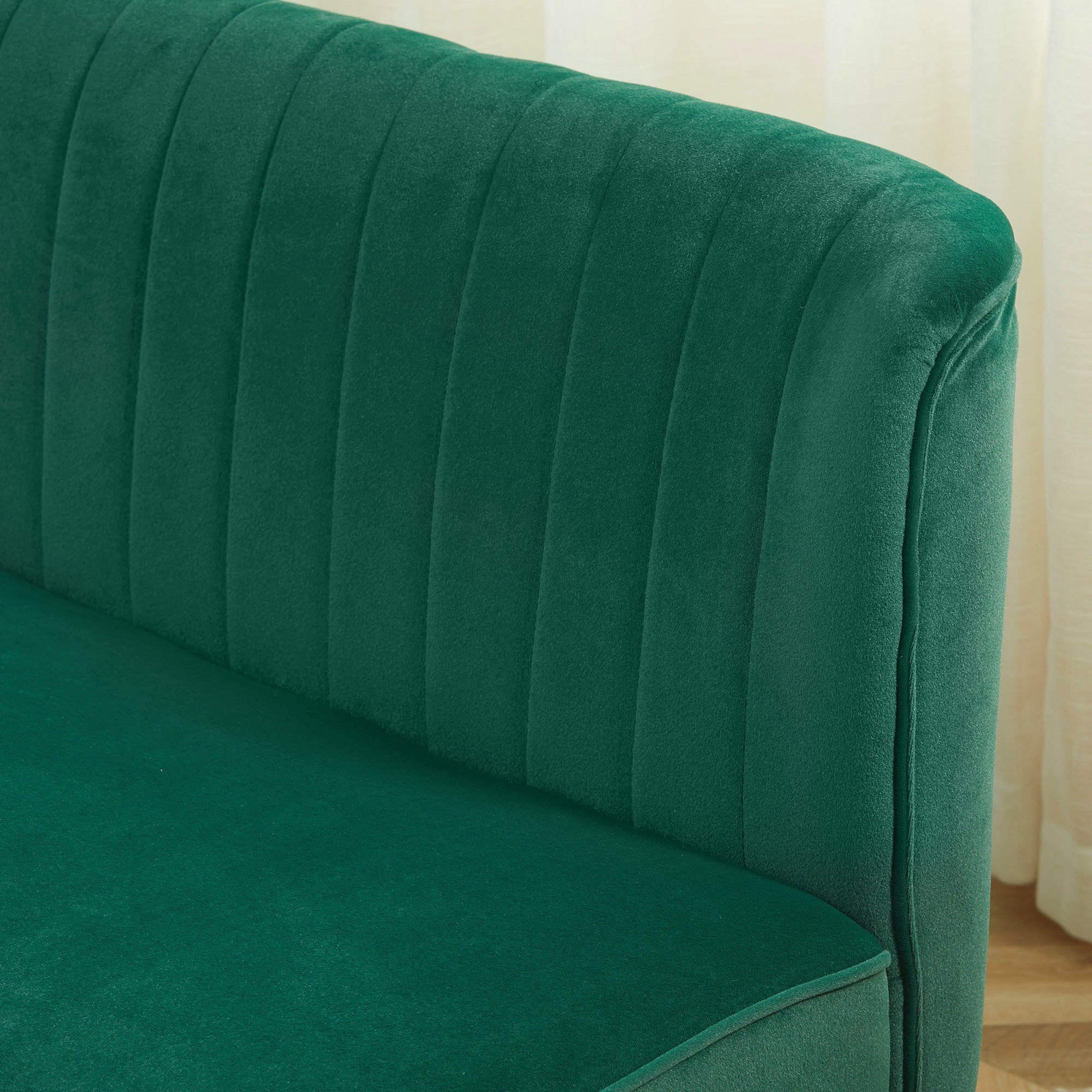 HOMCOM Modern Double Seat Sofa Foam Padding High Back - Green - Image 4