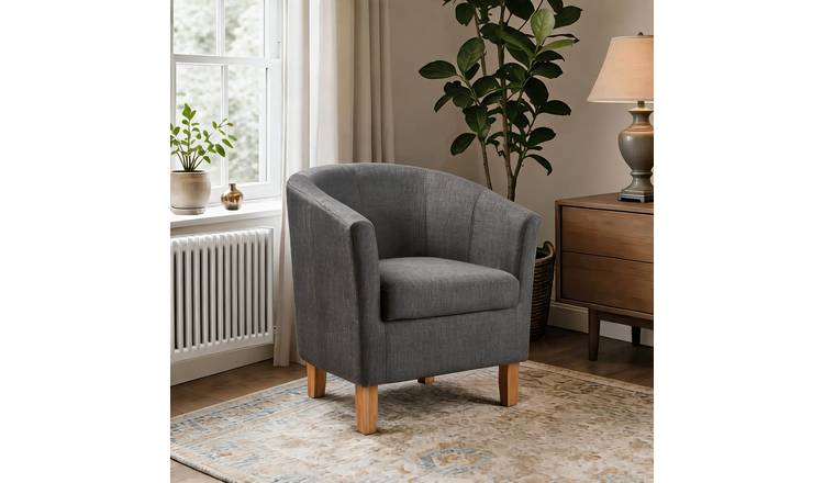 Home Source Bedford Small Padded Tub Chair - Charcoal