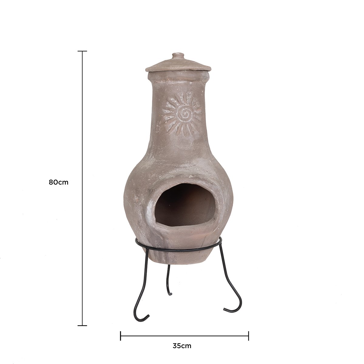 Charles Bentley Snug Belem Outdoor Medium Clay Chiminea Patio Heater - Beige - Image 6