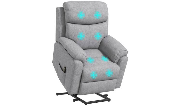 HOMCOM PU Leather Overstuffed Power Lift Chair with Massage - Grey