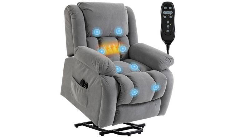 HOMCOM Vibration Massage and Heat Recliner Armchair Lift Chair - Light Grey