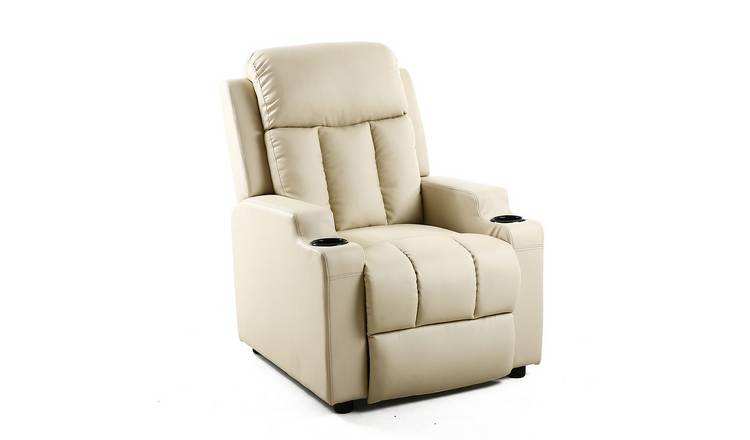 Furniture Online Studio Bonded Leather Pushback Recliner Chair – Cream