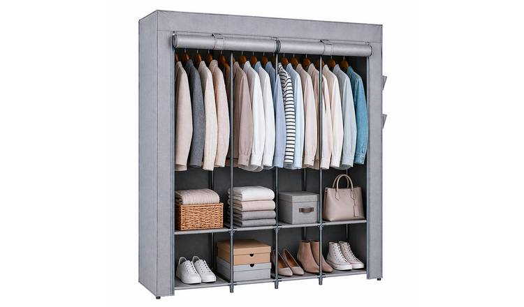 Harbour Housewares Portable Fabric Wardrobe - 170 x 45 x 167cm - Grey