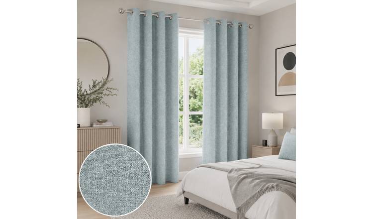 Enhanced Living Berlin Blackout Thermal Eyelet Curtains - 117 x 229cm - Blue