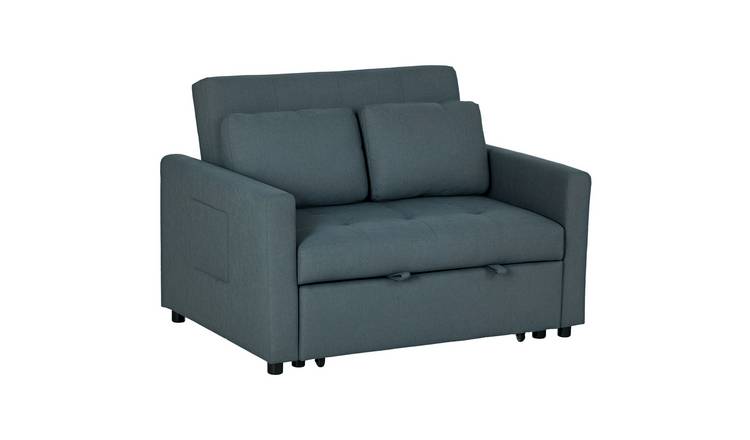 HOMCOM 2 Seater Fabric Modern Sofa Bed with 2 Pillows - Charcoal Grey
