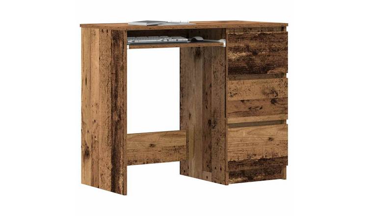 Walplus Drawers Engineered Wood Desk - Dark Wood - 90 x 45 x 76 cm