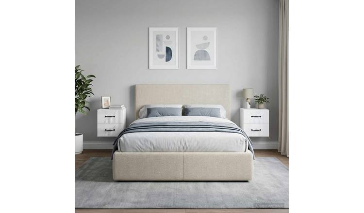 Walplus Pack of 2 Wall Mounted Bedside Cabinet - White - 34.5 x 33 x 40 cm