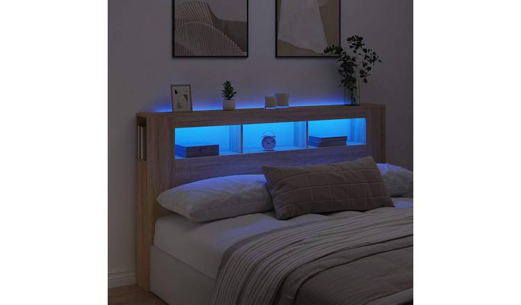 Walplus Engineered Wood LED Headboard - Light Oak - 180 x 18.5 x 103.5 cm