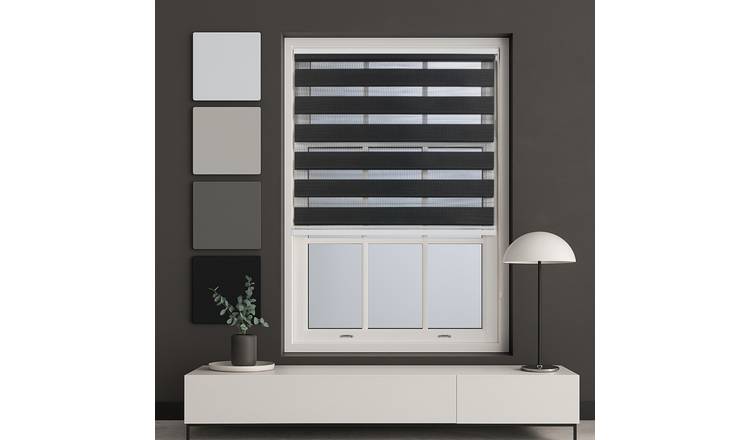 Furnished Black Day and Night Roller Blind - 55cm x 165cm