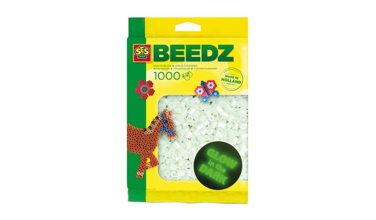 SES Creative Iron On Beads 1000 Piece Craft Set - Glow in the dark