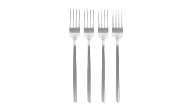 Argon Tableware Stainless Steel Dinner Forks - Silver - Pack of 4